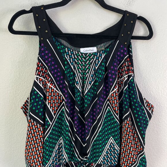 Calvin Klein Womens Plus 3X Sleeveless Chevron Maxi Dress ASO TV - Picture 4 of 12